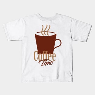 Coffee time Brown Coffee mug and text Kids T-Shirt